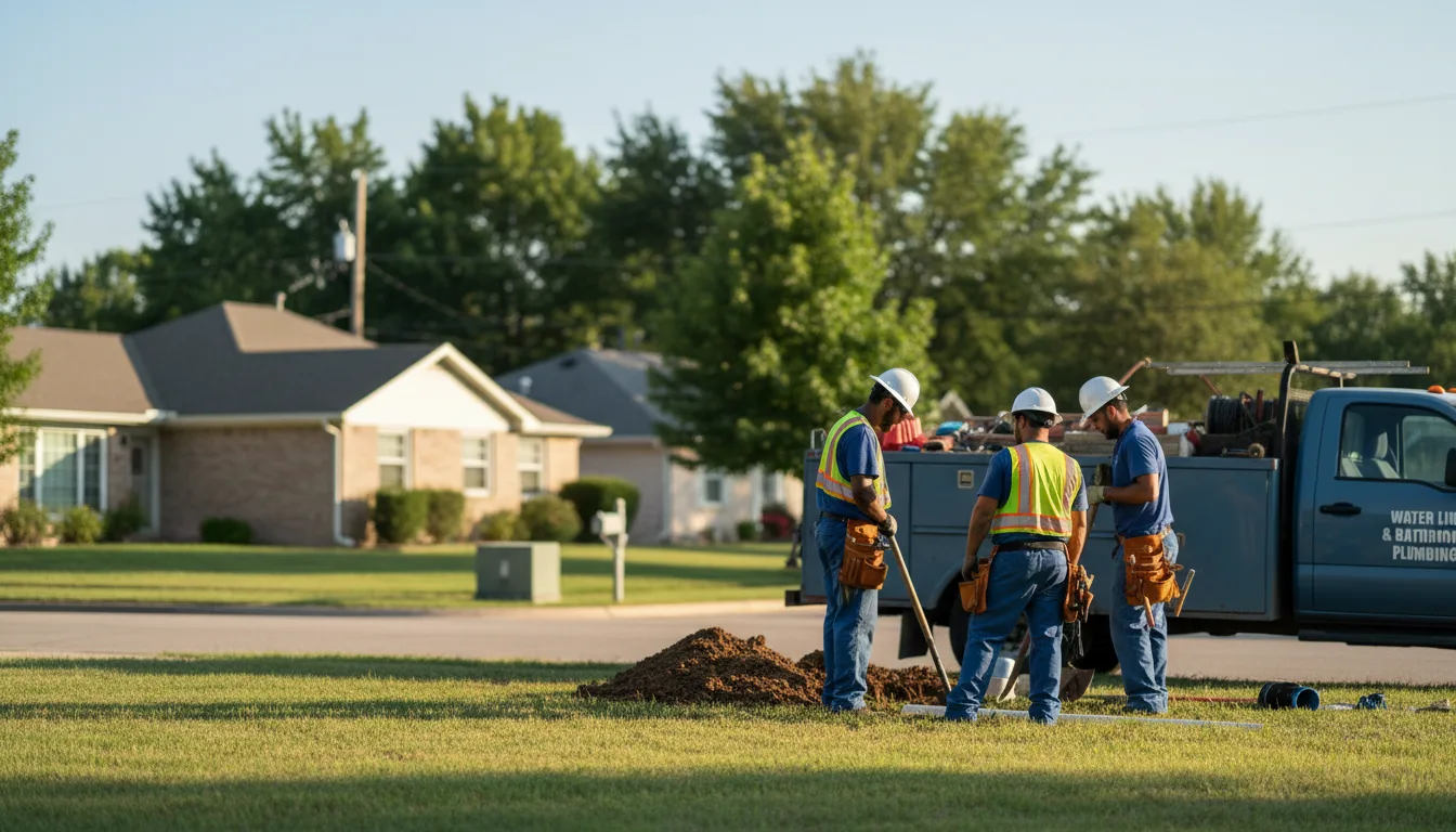 Residential water line and bathroom plumbing service in Irving, IL